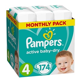 Подгузники Pampers Active Baby-Dry размер 4 (L) 9-14 кг (174 штуки в упаковке)