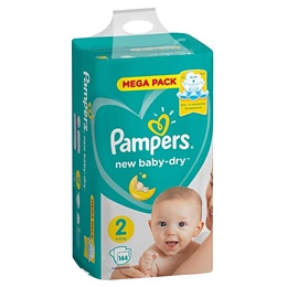 Подгузники Pampers New Baby-Dry размер 2 (S) 4-8 кг (144 штуки в упаковке)