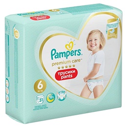 Подгузники-трусики Pampers Premium Care Pants размер 6 (XXL) 15 кг (31 штука в упаковке)