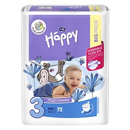 Подгузники Bella Baby Happy размер 3 (M) 5-9 кг (72 штуки в упаковке)