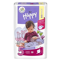 Подгузники Bella Baby Happy размер 5 (XL)12-25 кг (58 штук в упаковке)