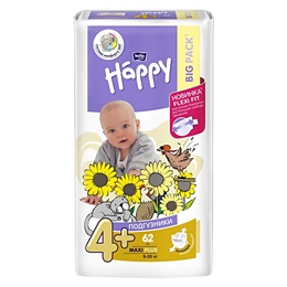 Подгузники Bella Baby Happy размер 4 9-20 кг (62 штуки в упаковке)