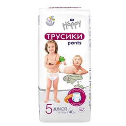 Подгузники-трусики Bella Baby Happy размер 5 (XL) 11-18 кг (40 штук в упаковке)