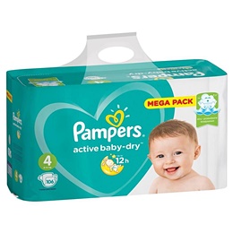 Подгузники Pampers Active Baby-Dry Maxi Малая Мега Упаковка 4 (L) 9-14 кг (106 штук в упаковке)