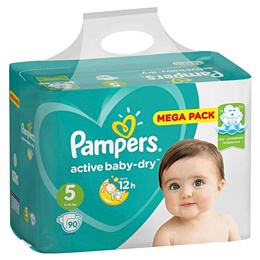 Подгузники Pampers Active Baby-Dry Junior Малая Мега Упаковка 5 (XL) 11-16 кг (90 штук в упаковке)