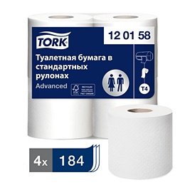 Бумага туалетная Tork Advanced 120158 T4 2-слойная белая (4 рулона в упаковке)