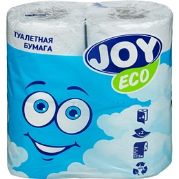 Бумага туалетная Joy Eco 2-слойная белая (4 рулона в упаковке)